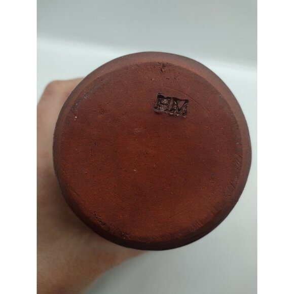 Haseley Manor Redware Studio Art Pottery Floral Vase Isle of Wight Vintage 4in - Picture 4 of 4